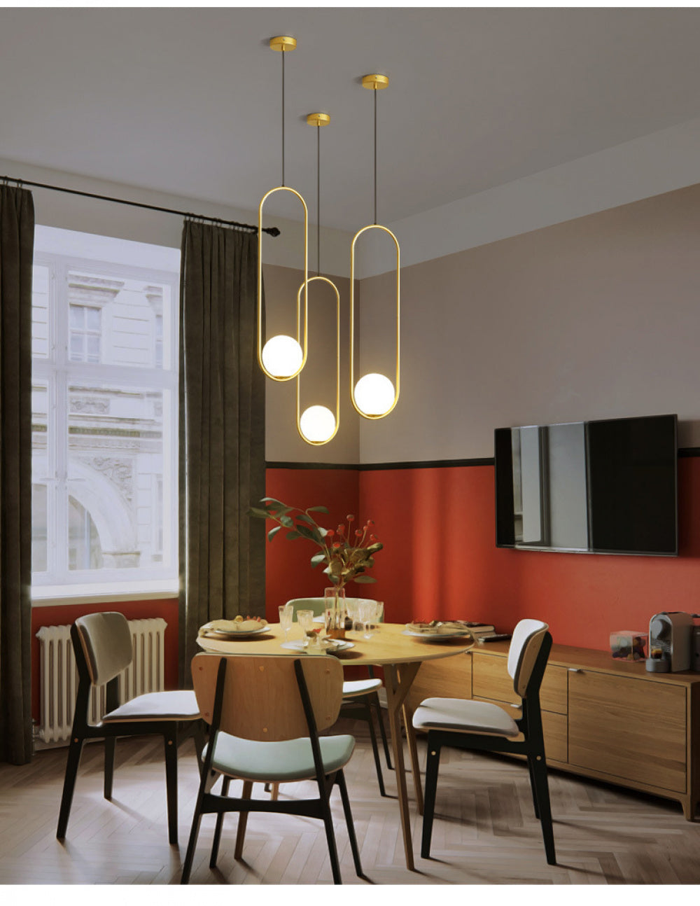 Staircase Long Pendant Light Modern Light Nordic Loft Apartment Duplex Rotating Light Creative Personality Simple Living Room Pendant Light