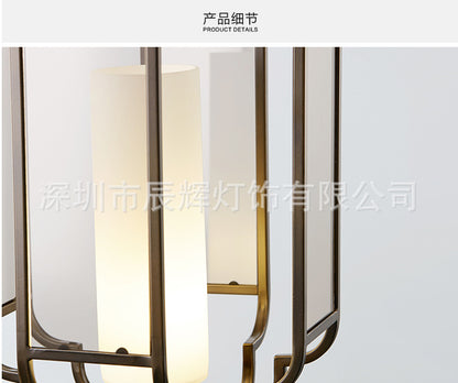 Modern New Chinese Classical Lantern Chandelier Entrance Restaurant Glass Iron Chandelier Tea Restaurant Chandelier