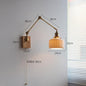 Japanese Ceramic Wall Lamp Nordic Study Bedroom Bedside Lamp Natural Wood with Pull Switch Left-Right Rotating Lamp