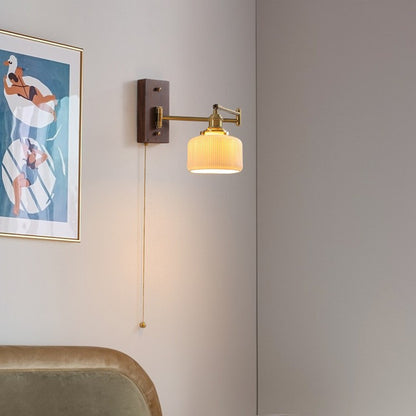 Nordic Japanese Style Bedroom Bedside Wall Lamp Copper Color Retro Simple Stair Aisle Lamp Living Room TV Background Wall Wall Lamp