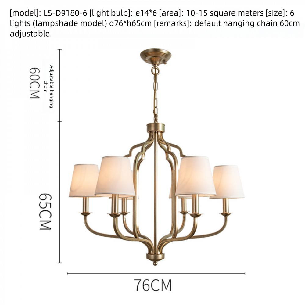 American Style Pendant Light French Retro Villa High-end Living Room Dining Room Light Simple Bedroom Light Home B&B Iron Art Lighting