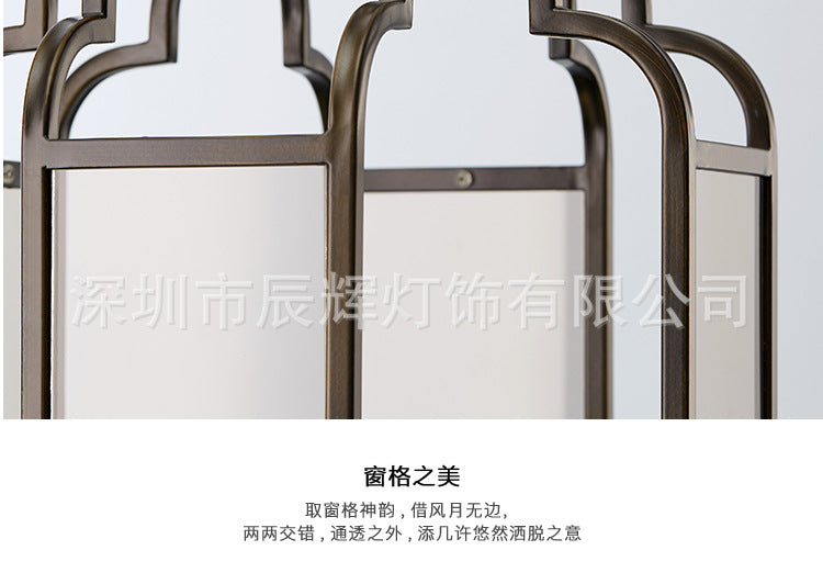 Modern New Chinese Classical Lantern Chandelier Entrance Restaurant Glass Iron Chandelier Tea Restaurant Chandelier