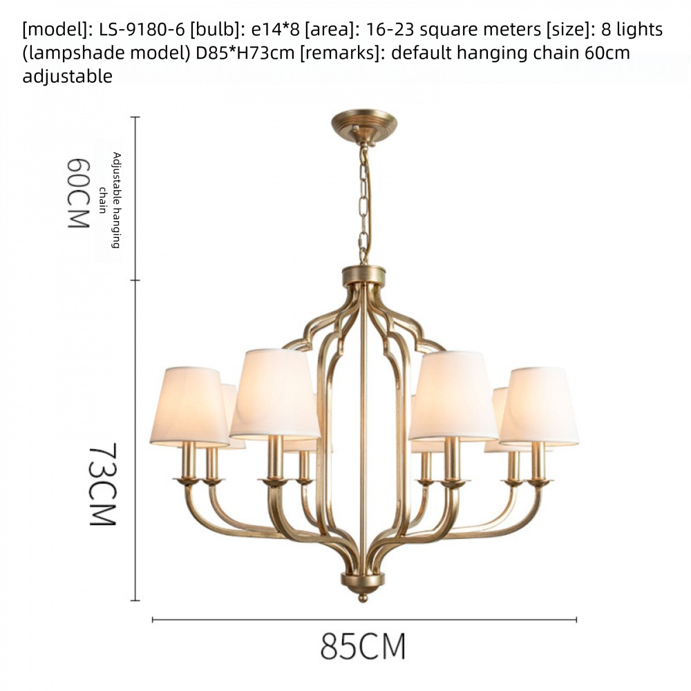 American Style Pendant Light French Retro Villa High-end Living Room Dining Room Light Simple Bedroom Light Home B&B Iron Art Lighting