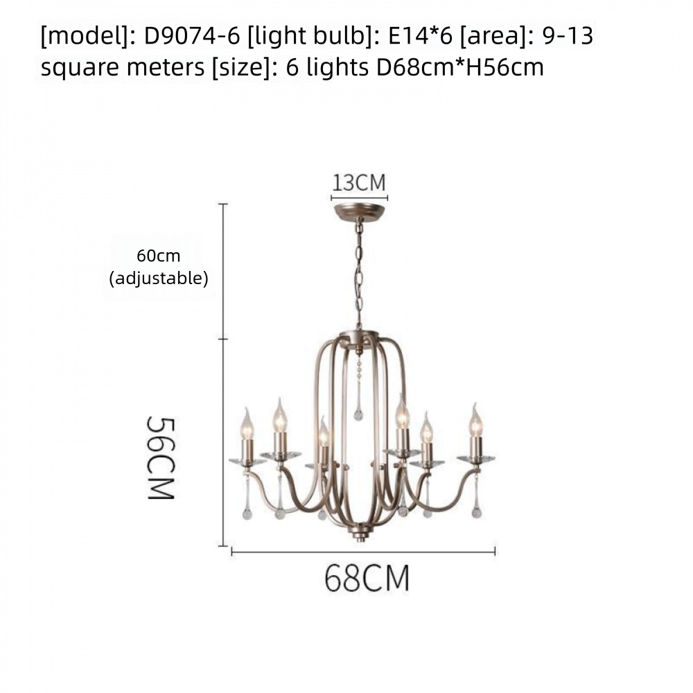 American Style Large Pendant Light for Living Room, Villa, Duplex, French Light Luxury American Iron Art Creative Crystal Homestay Restaurant Lighting