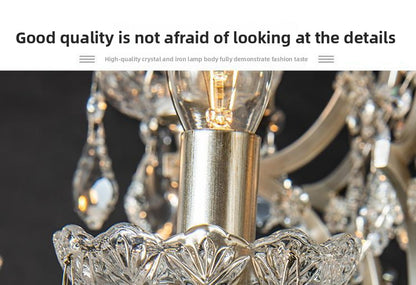 American Style Chandelier Light Luxury Living Room Dining Room Lamp Vintage French Palace Crystal Lamp European Style Villa Princess Room Bedroom Lamp
