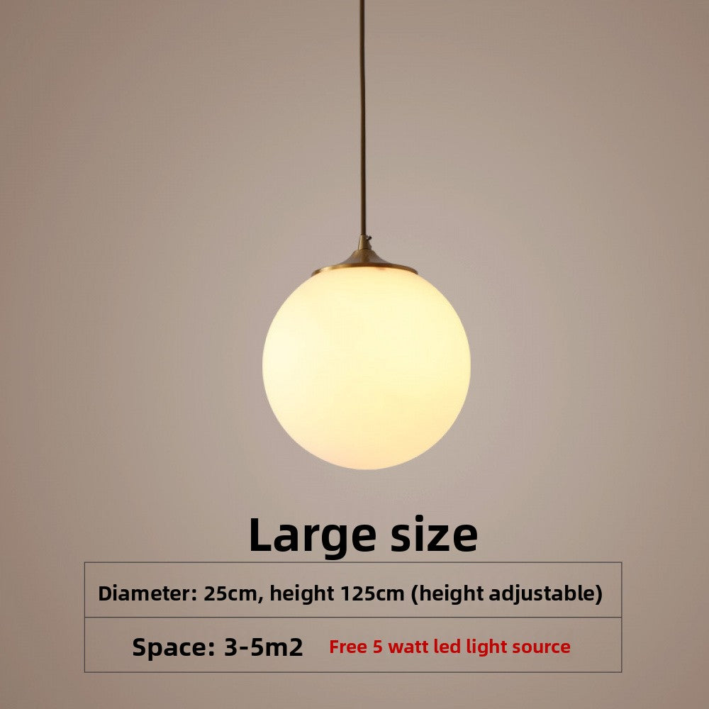 Single Head Pendant Light All Copper Nordic Minimalist Dining Room Light Bar Counter Three Head Foyer Round Ball Brass Lighting Bedside Pendant Light