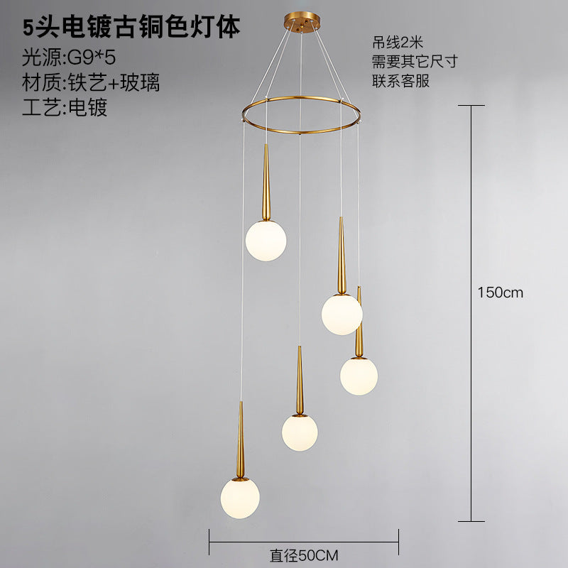 Staircase Chandelier for Duplex, Nordic Loft, Sloping Ceiling, Mezzanine, High Ceiling Villa, Mid-Level, Rotating Staircase, Long Chandelier