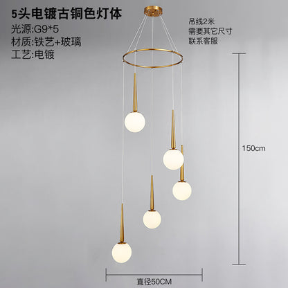 Staircase Chandelier for Duplex, Nordic Loft, Sloping Ceiling, Mezzanine, High Ceiling Villa, Mid-Level, Rotating Staircase, Long Chandelier