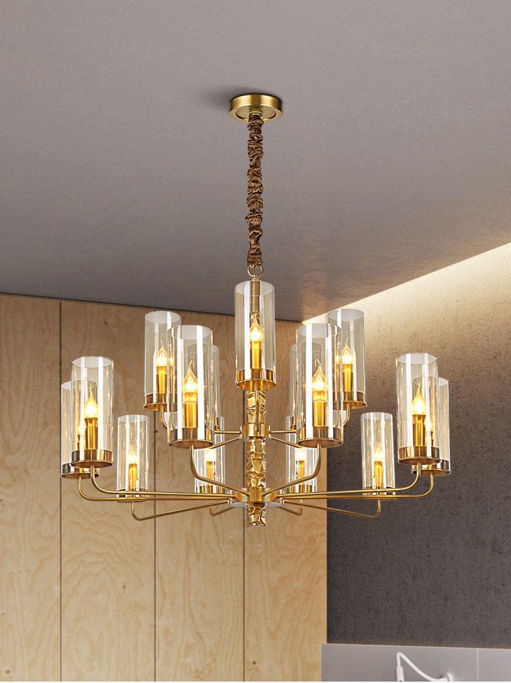 Postmodern Chandelier Full Copper Living Room Lighting High-end Luxurious Atmospheric Home Bedroom Dining Room Light Light Luxury American Style Chandelier