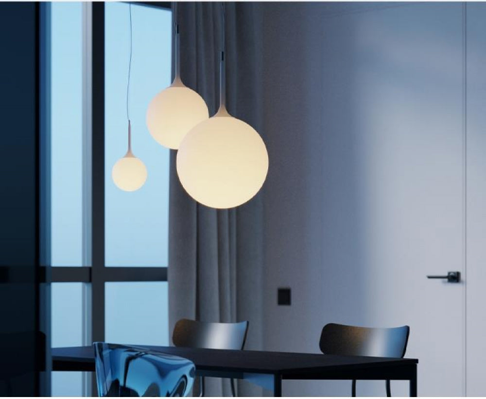 Simple Modern Round Glass Dining Room Pendant Light Nordic Bedroom Bedside Bar Combination Art Duplex Staircase Lighting