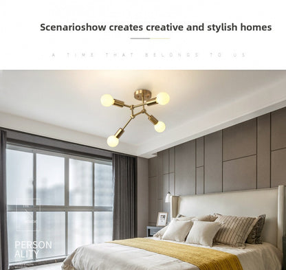 Brass Ceiling Light Creative Personality Nordic Postmodern Minimalist Dining Room Hallway Corridor Foyer Full Copper Bedroom Lighting