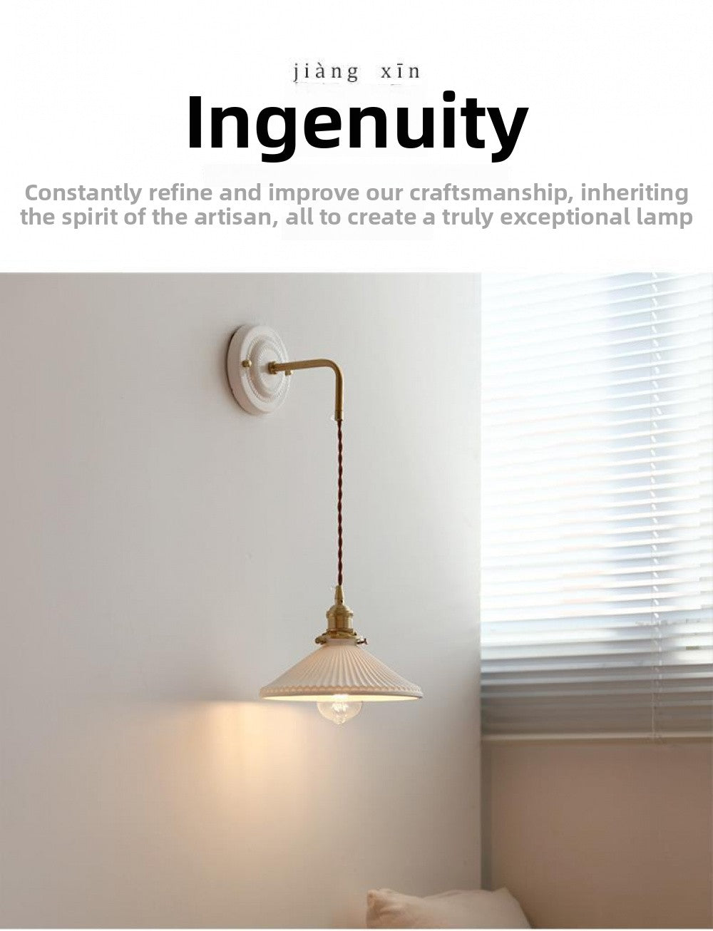 New Japanese Style Ceramic Wall Lamp Ceramic Base Bedroom Bedside Background Wall Designer Homestay Window Hanging Wall Light Fixture