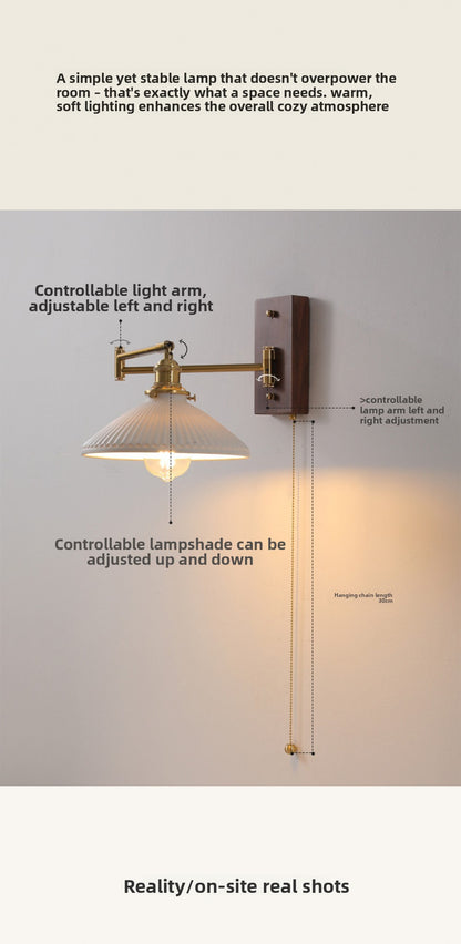 Nordic Japanese Style Bedroom Bedside Wall Lamp Copper Color Retro Simple Stair Aisle Lamp Living Room TV Background Wall Wall Lamp