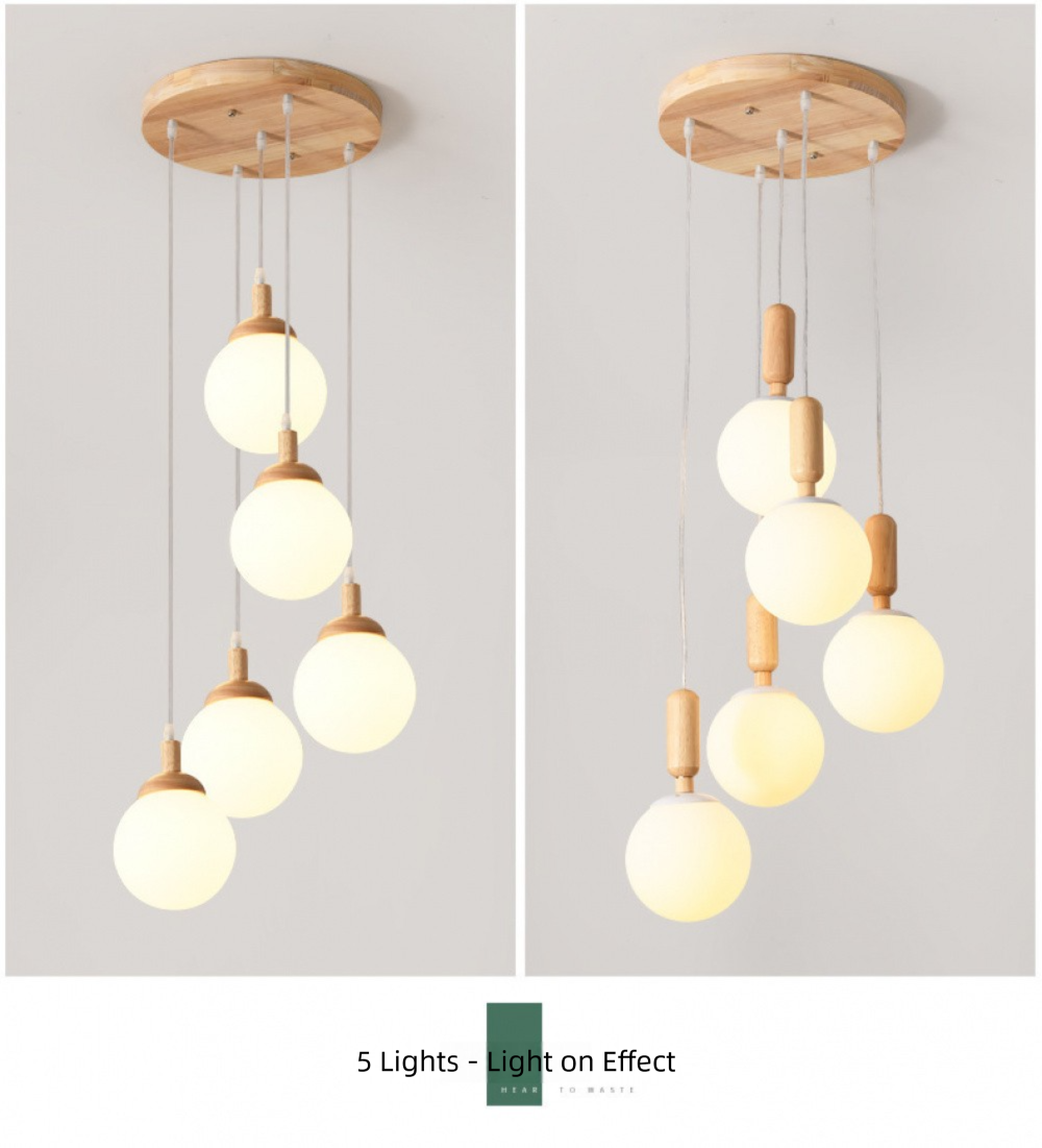 Modern Minimalist Duplex Staircase Long Pendant Light Nordic Creative Stairwell Villa Apartment Magic Bean Rotating Solid Wood Pendant Light