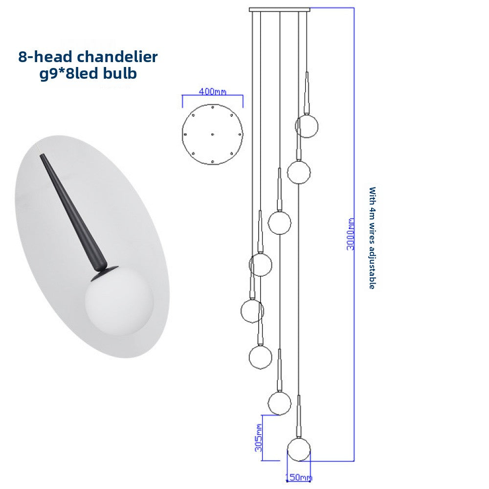 Staircase Chandelier for Duplex, Nordic Loft, Sloping Ceiling, Mezzanine, High Ceiling Villa, Mid-Level, Rotating Staircase, Long Chandelier