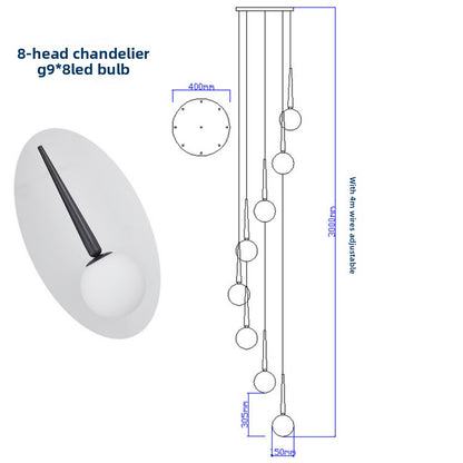 Staircase Chandelier for Duplex, Nordic Loft, Sloping Ceiling, Mezzanine, High Ceiling Villa, Mid-Level, Rotating Staircase, Long Chandelier