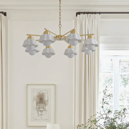 Vintage Living Room Chandelier Ceiling Light Luxury Elegant High-end Palace Style All-copper Ceramic Lighting Dining Room Master Bedroom Lamp