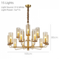 Postmodern Chandelier Full Copper Living Room Lighting High-end Luxurious Atmospheric Home Bedroom Dining Room Light Light Luxury American Style Chandelier