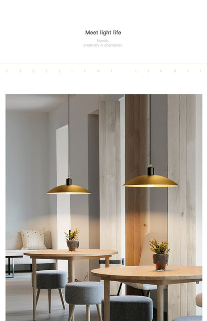 Nordic Single Pendant Dining Room Chandelier Simple Round Bedroom All-Copper Lamp Fashion Creative Bar Brass Small Pendant Light