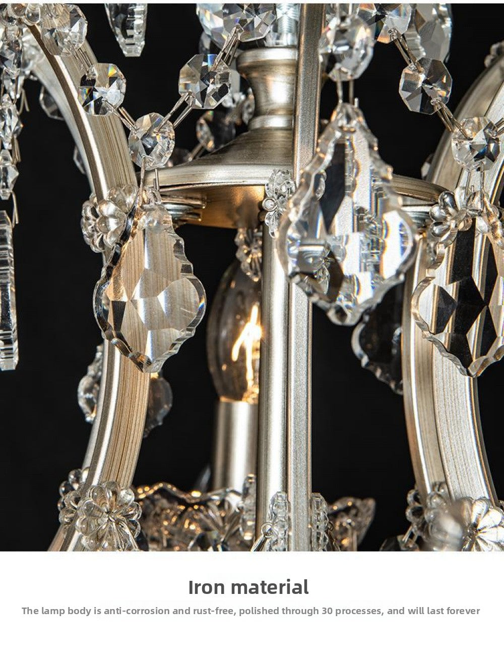American Style Chandelier Light Luxury Living Room Dining Room Lamp Vintage French Palace Crystal Lamp European Style Villa Princess Room Bedroom Lamp