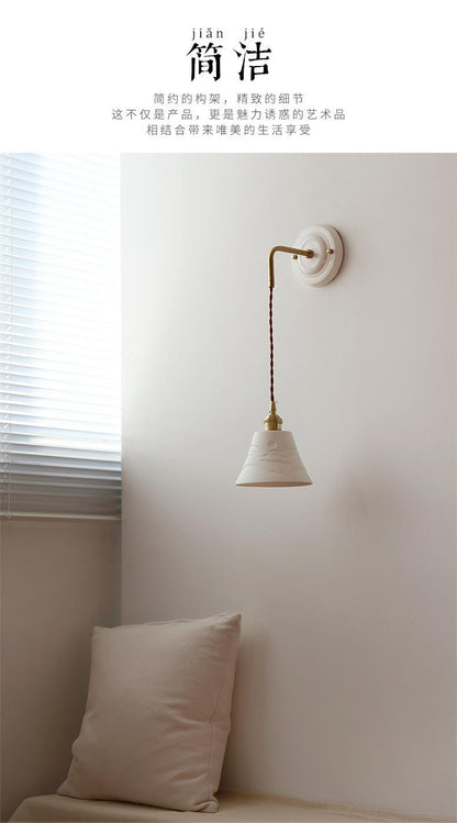 New Japanese Style Ceramic Wall Lamp Ceramic Base Bedroom Bedside Background Wall Designer Homestay Window Hanging Wall Lamp