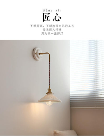 New Japanese Style Ceramic Wall Lamp Ceramic Base Bedroom Bedside Background Wall Designer Homestay Window Hanging Wall Lamp