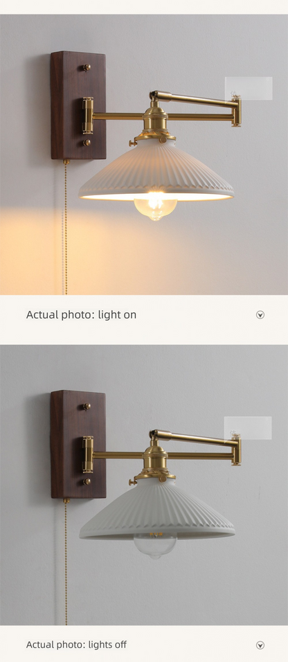 Nordic Japanese Style Bedroom Bedside Wall Lamp Copper Color Retro Simple Stair Aisle Lamp Living Room TV Background Wall Wall Lamp