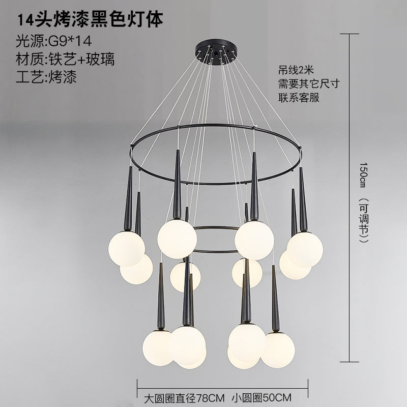 Staircase Chandelier for Duplex, Nordic Loft, Sloping Ceiling, Mezzanine, High Ceiling Villa, Mid-Level, Rotating Staircase, Long Chandelier