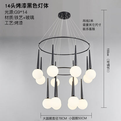 Staircase Chandelier for Duplex, Nordic Loft, Sloping Ceiling, Mezzanine, High Ceiling Villa, Mid-Level, Rotating Staircase, Long Chandelier