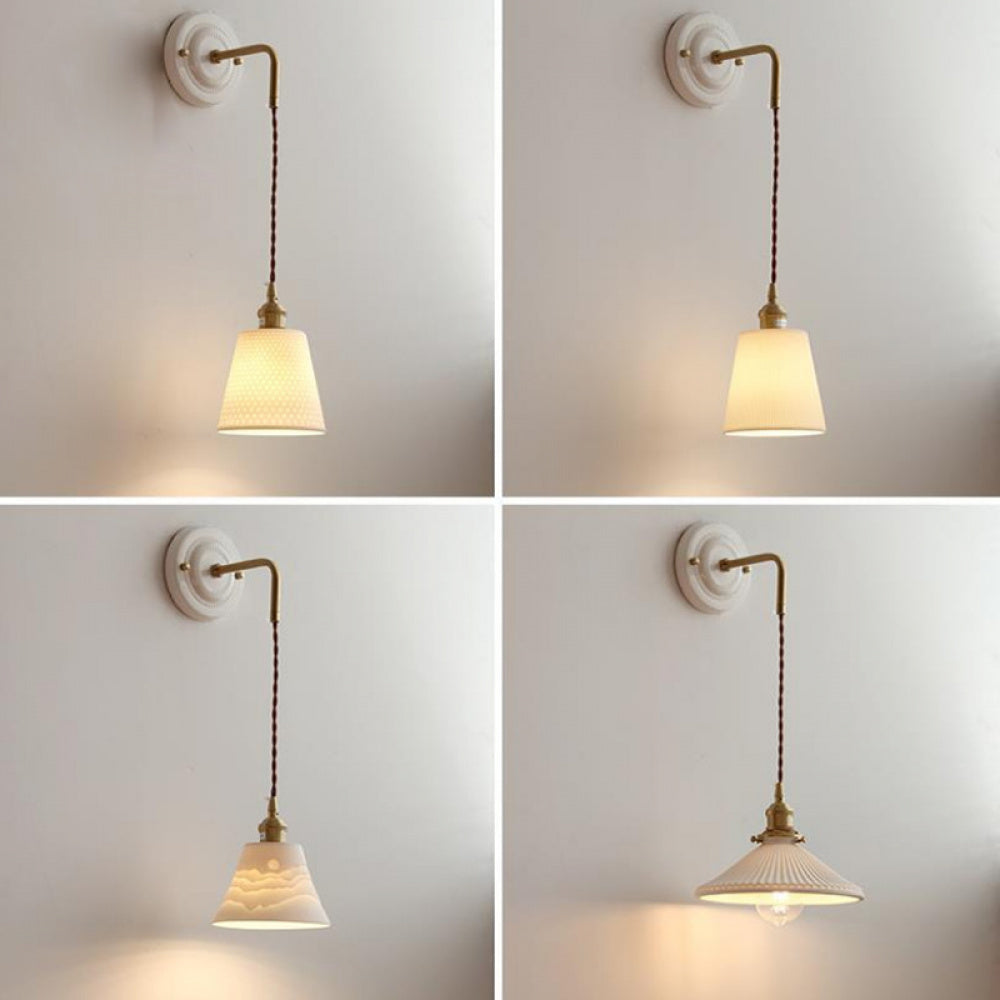 New Japanese Style Ceramic Wall Lamp Ceramic Base Bedroom Bedside Background Wall Designer Homestay Window Hanging Wall Light Fixture