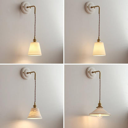 New Japanese Style Ceramic Wall Lamp Ceramic Base Bedroom Bedside Background Wall Designer Homestay Window Hanging Wall Light Fixture