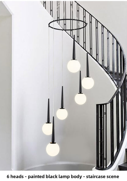 Staircase Chandelier for Duplex, Nordic Loft, Sloping Ceiling, Mezzanine, High Ceiling Villa, Mid-Level, Rotating Staircase, Long Chandelier