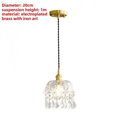Nordic Light Luxury Brass Crystal Bar Pendant Light Simple Modern Bedside Crystal Lamp Hallway Entrance Corridor Light