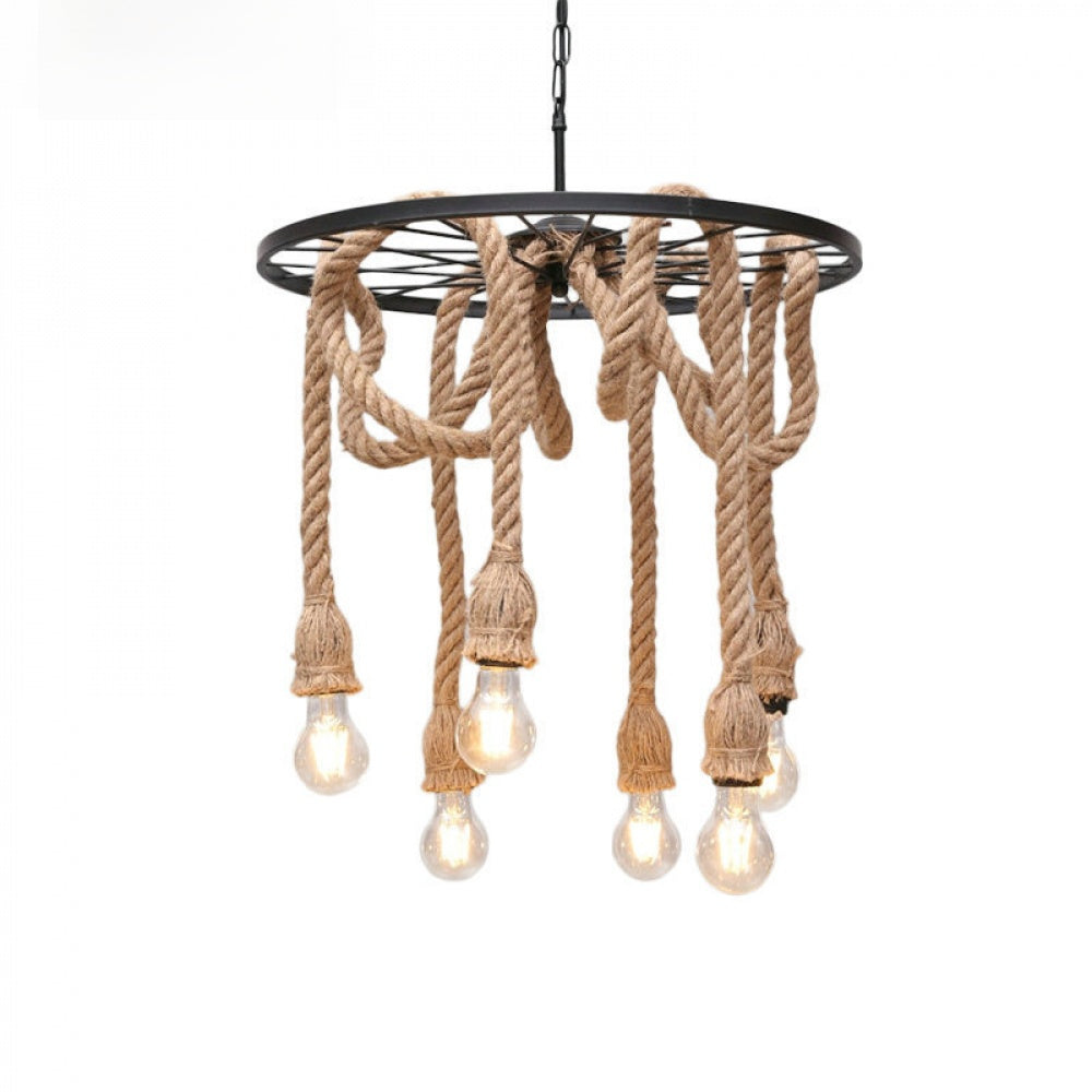 American Retro Living Room Dining Room Simple Modern Fashion Industrial Art Personality Bedroom Creative Hemp Rope Lighting Pendant Lamp