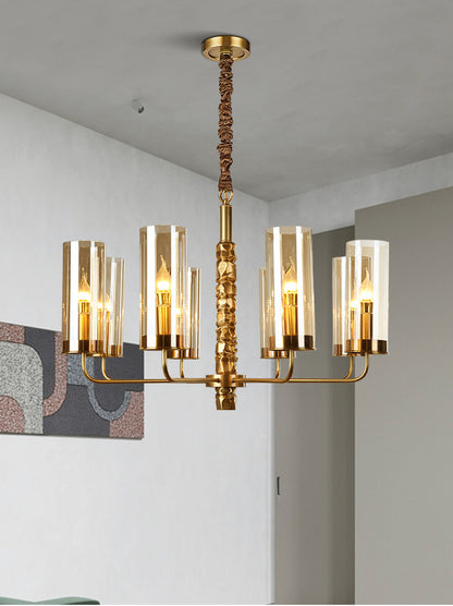 Postmodern Chandelier Full Copper Living Room Lighting High-end Luxurious Atmospheric Home Bedroom Dining Room Light Light Luxury American Style Chandelier