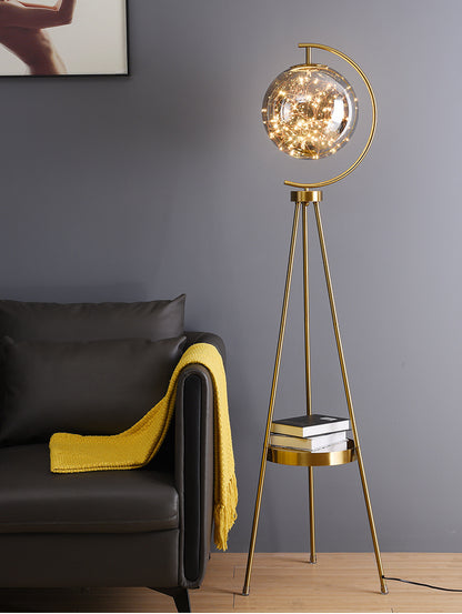 Nordic Light Luxury Floor Lamp for Living Room and Bedroom, Creative and Unique Glass Ball Tripod Standing Table Lamp