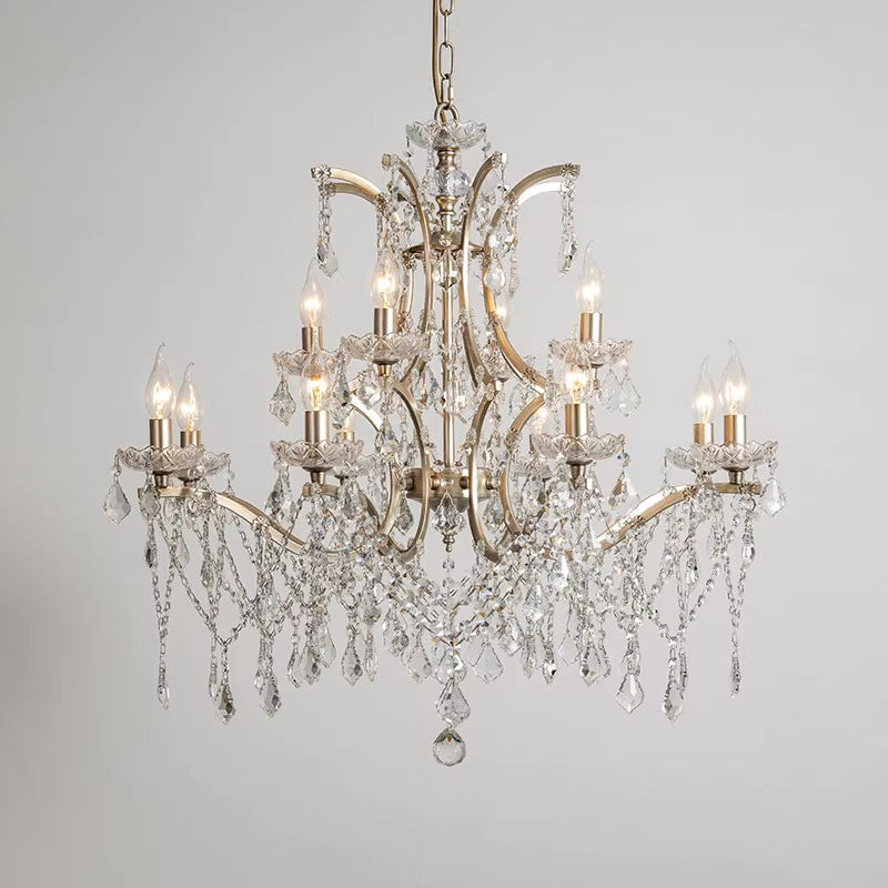 American Style Chandelier Light Luxury Living Room Dining Room Lamp Vintage French Palace Crystal Lamp European Style Villa Princess Room Bedroom Lamp