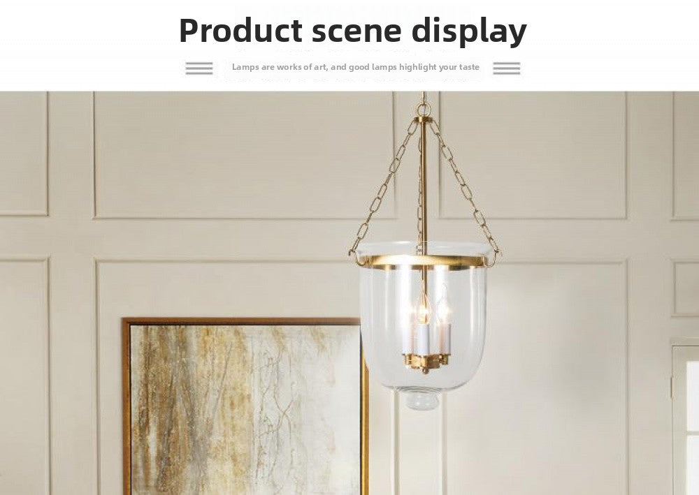 In Stock American Style Restaurant Pendant Light Dining Table Creative Light Luxury Postmodern Glass Hallway Light Entrance Hallway American Style Pendant Light