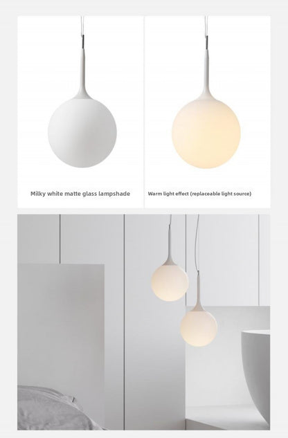 Simple Modern Round Glass Dining Room Pendant Light Nordic Bedroom Bedside Bar Combination Art Duplex Staircase Lighting