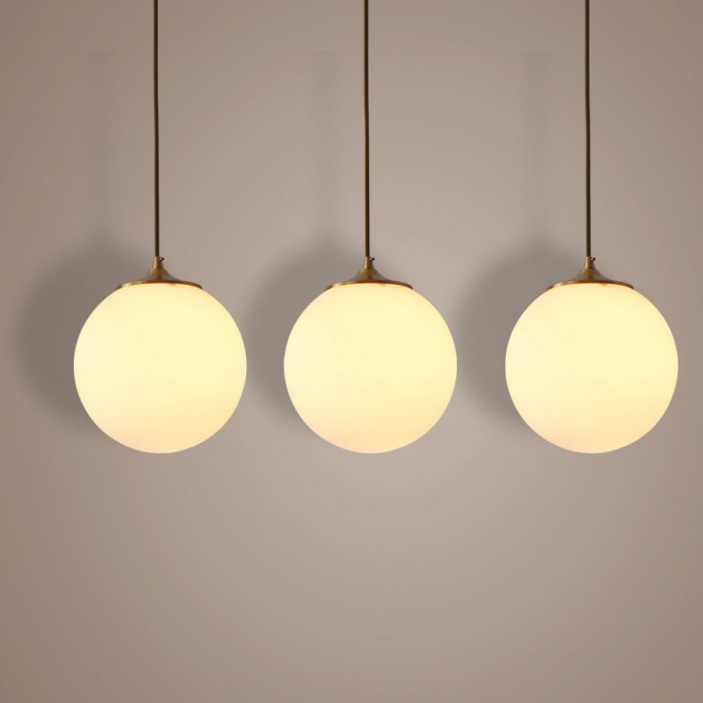 Single Head Pendant Light All Copper Nordic Minimalist Dining Room Light Bar Counter Three Head Foyer Round Ball Brass Lighting Bedside Pendant Light