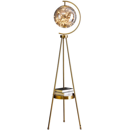 Nordic Light Luxury Floor Lamp for Living Room and Bedroom, Creative and Unique Glass Ball Tripod Standing Table Lamp