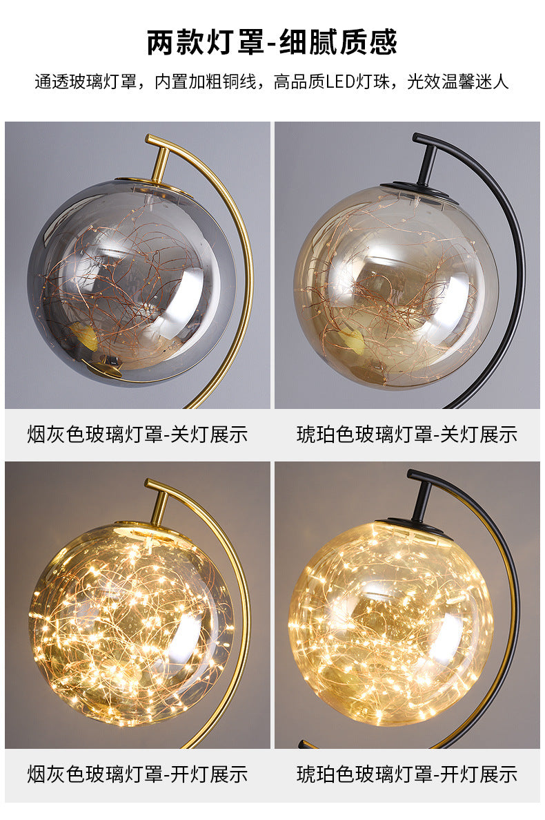 Nordic Light Luxury Floor Lamp for Living Room and Bedroom, Creative and Unique Glass Ball Tripod Standing Table Lamp