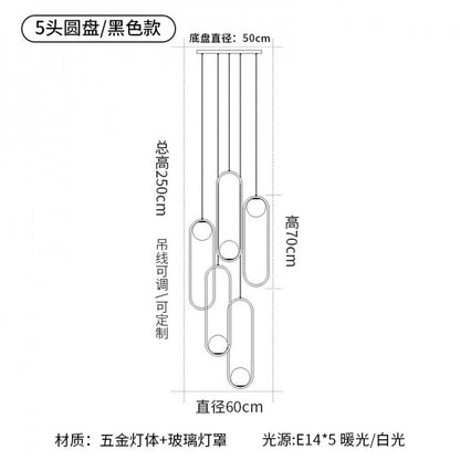 Staircase Long Pendant Light Modern Light Nordic Loft Apartment Duplex Rotating Light Creative Personality Simple Living Room Pendant Light