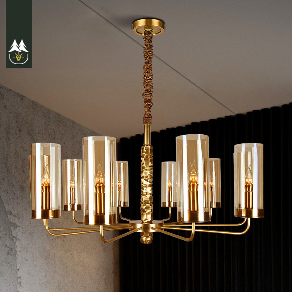 Postmodern Chandelier Full Copper Living Room Lighting High-end Luxurious Atmospheric Home Bedroom Dining Room Light Light Luxury American Style Chandelier