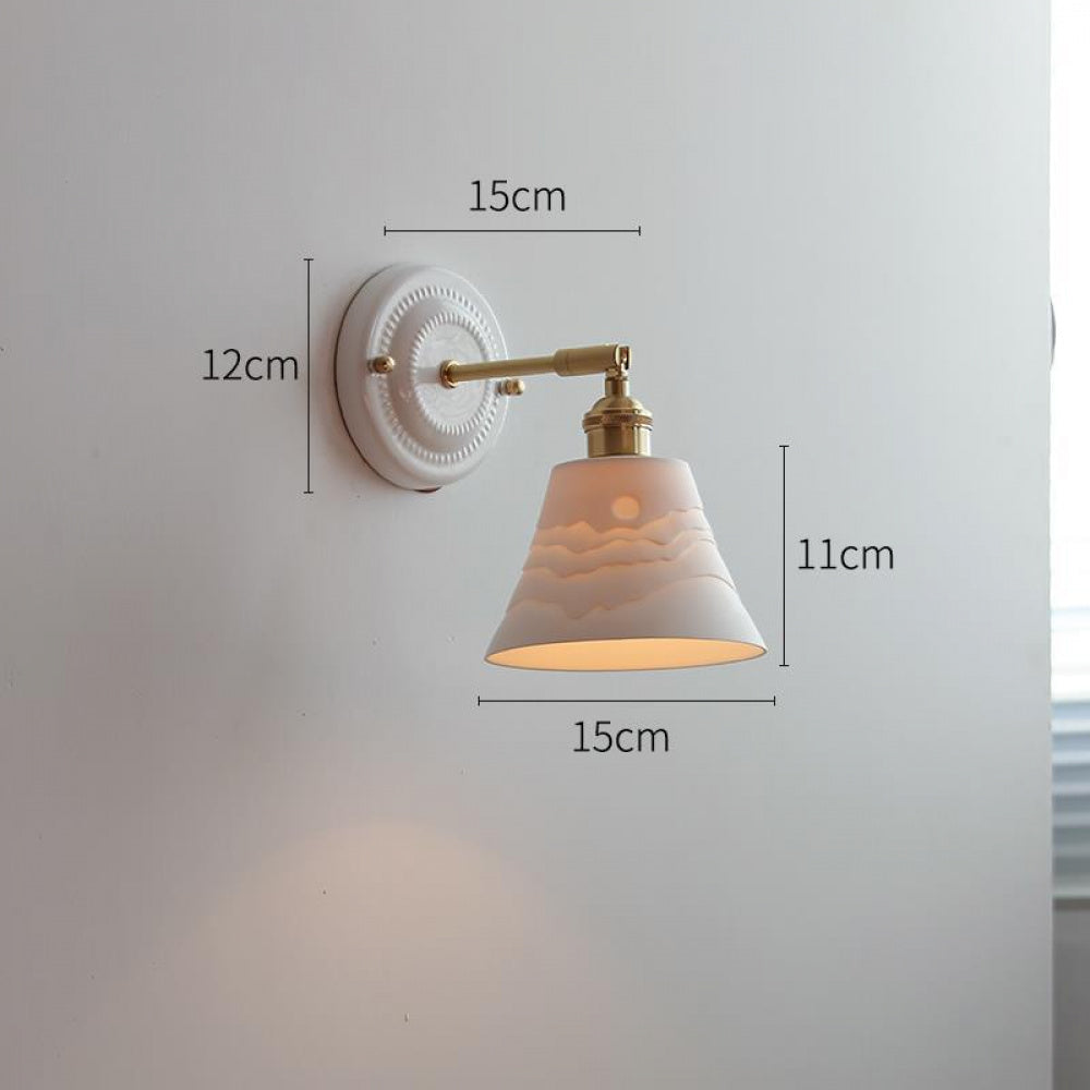 New Japanese pleated wall lamp bedroom bedside Nordic homestay living room background wall designer full copper lamp