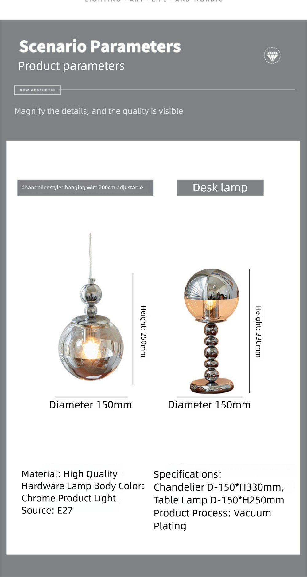 Bauhaus Chrome Silver Bedroom Bedside Pendant Light Designer Model Room Balcony Light Simple Dining Room Bar Pendant Light