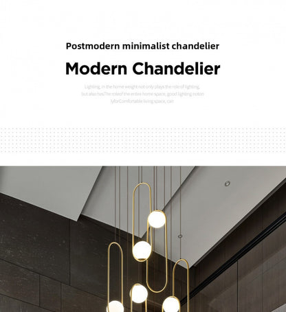 Staircase Long Pendant Light Modern Light Nordic Loft Apartment Duplex Rotating Light Creative Personality Simple Living Room Pendant Light