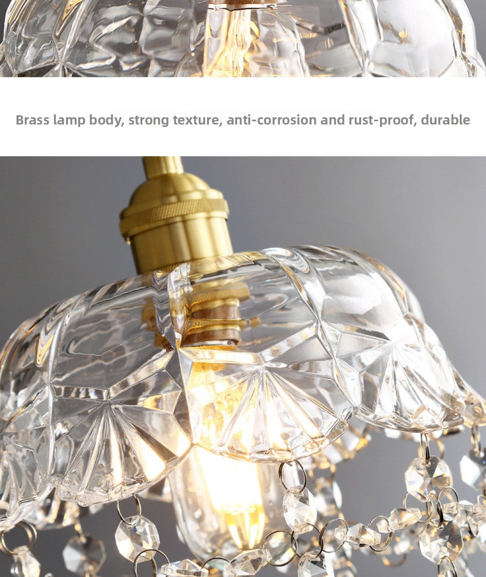 Nordic Light Luxury Brass Crystal Bar Pendant Light Simple Modern Bedside Crystal Lamp Hallway Entrance Corridor Light