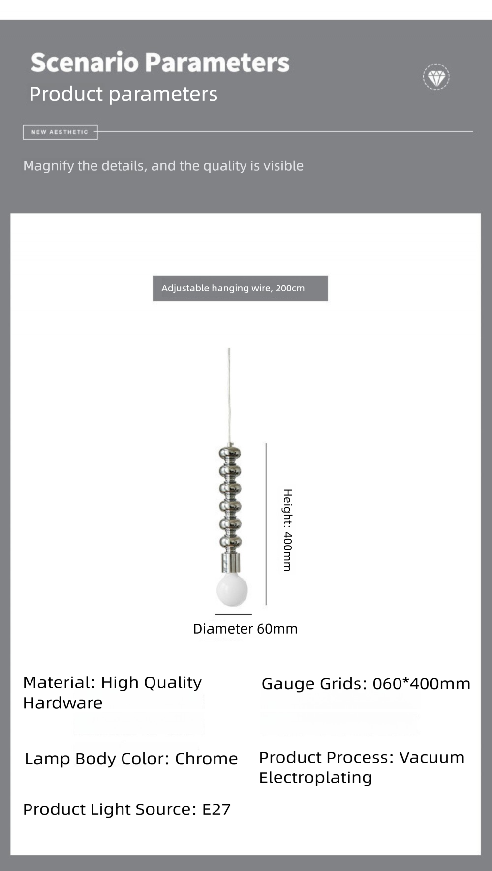 Bauhaus Chrome Silver Bedroom Bedside Pendant Light Designer Model Room Balcony Light Simple Dining Room Bar Pendant Light