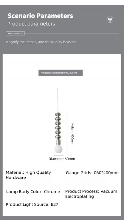 Bauhaus Chrome Silver Bedroom Bedside Pendant Light Designer Model Room Balcony Light Simple Dining Room Bar Pendant Light